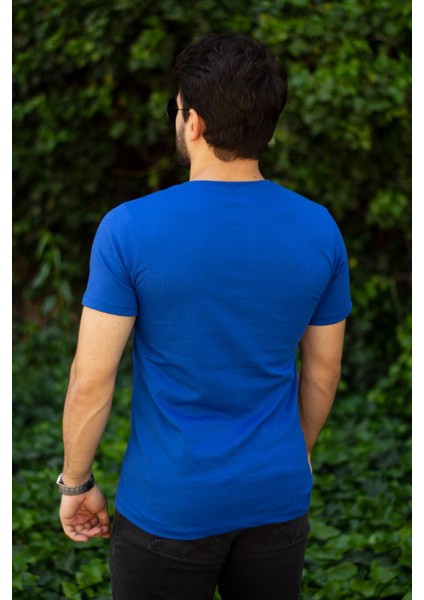 Erkek Mavi El Yazısı Imza Baskı Kısa Kollu Bisiklet Yaka Erkek T-Shirt 22ETSHEYAZ fırsatları