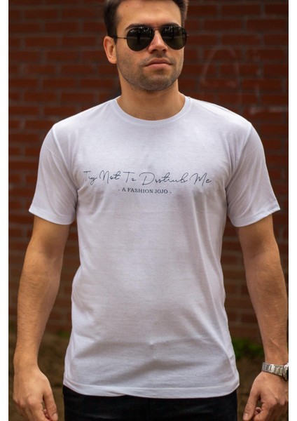 Erkek Beyaz El Yazısı Imza Baskı Kısa Kollu Bisiklet Yaka Erkek T-Shirt 22ETSHEYAZ fırsatları