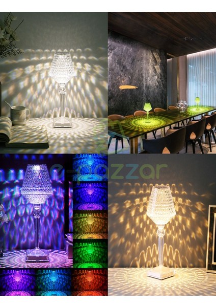 16 Renk 4 Mod Diamond Aydınlatma Masa Lambası Kristal Abajur Dokunmatik & Kumandalı USB Şarjlı
