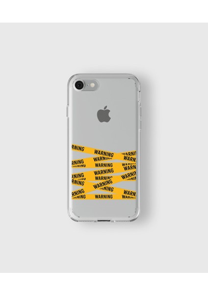 Apple iPhone 7 Plus / 8 Plus Uyumlu Warning Tasarımlı Şeffaf Kılıf