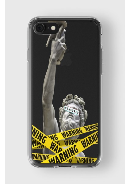 Apple iPhone 7 Plus / 8 Plus Uyumlu Warning Tasarımlı Şeffaf Kılıf