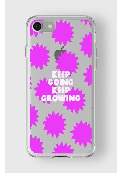 Apple iPhone 7 Plus / 8 Plus Uyumlu Keep Going Keep Growing Tasarımlı Premium Şeffaf Kılıf