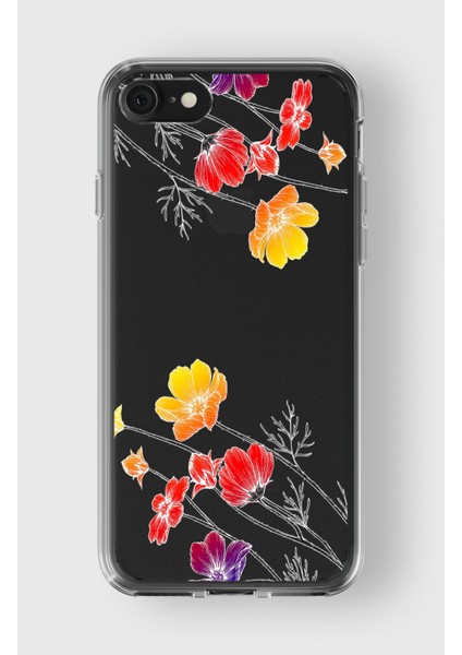 Apple iPhone 7 Plus / 8 Plus Uyumlu Çiçekler Tasarımlı Premium Şeffaf Kılıf