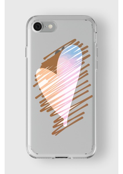 Apple iPhone 7 Plus / 8 Plusv Uyumlu Kalp Tasarımlı Premium Şeffaf Kılıf