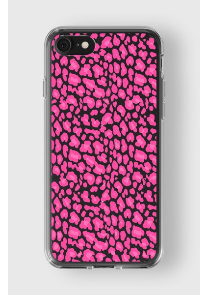 Apple iPhone 7 Plus / 8 Plus Uyumlu Pembe Leopar Tasarımlı Premium Şeffaf Kılıf