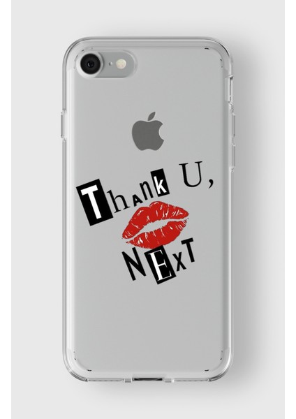 Apple iPhone 7 Plus / 8 Plus Uyumlu Thank You Next Tasarımlı Premium Şeffaf Kılıf