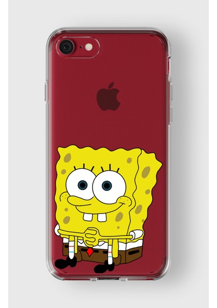 Apple iPhone 7 Plus / 8 Plus Uyumlu Sünger Bob Tasarımlı Premium Şeffaf Kılıf