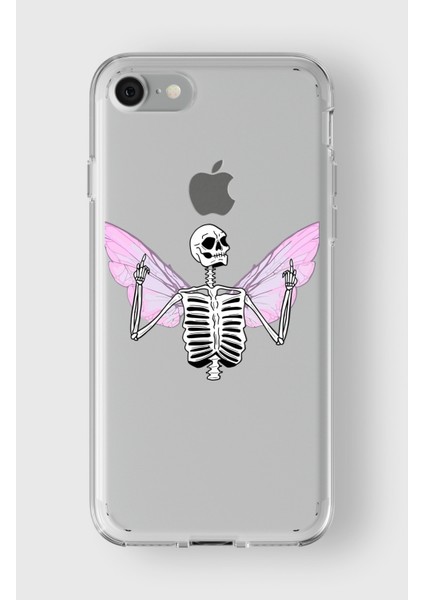 Apple iPhone 7 Plus / 8 Plus Uyumlu Kurukafa Tasarımlı Premium Şeffaf Kılıf