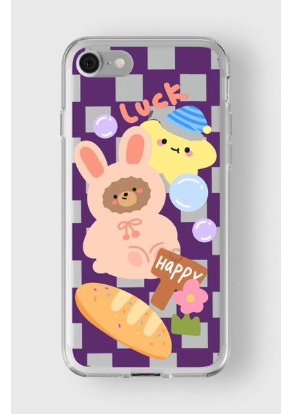 Apple iPhone 7 Plus / 8 Plus Uyumlu Kawaii Tarz Tasarımlı Premium Şeffaf Kılıf