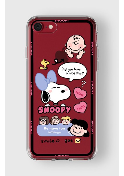 Apple iPhone 7 Plus / 8 Plus Uyumlu Snoopy Tasarımlı Premium Şeffaf Kılıf