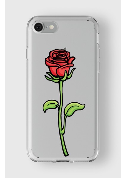 Apple iPhone 7 Plus / 8 Plus Uyumlu Gül Tasarımlı Premium Şeffaf Kılıf