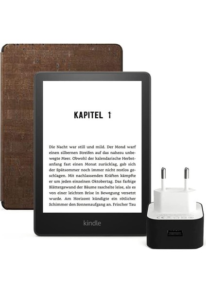 Amazon Kindle 6.8" Paperwhite 5 E Kitap Okuyucu 16 GB + Orijinal Mantar Kılıf ve Şarj Adaptörü Reklamsız