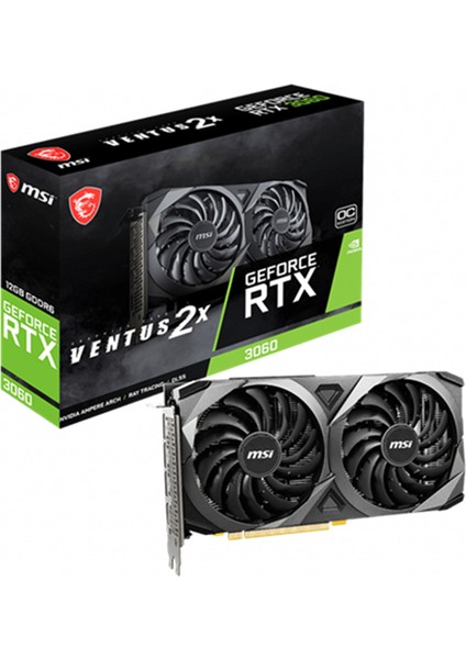 Msı Geforce RTX3060 Ventus 2x 12G Oc 12GB Gddr6 192BIT 1xhdmı 3xdp Ekran Kartı
