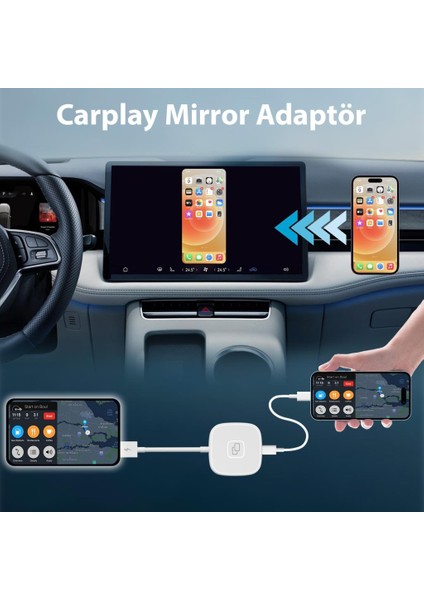 iPhone iPad Carplay ve Youtube Screen Mirror Aktarım Adaptörü