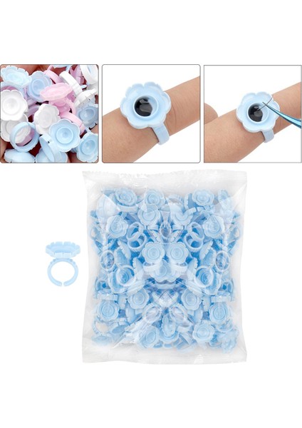 100 Paket Tek Kullanımlık Kirpik Tutkal Halkaları Çiçeği Kirpik (Yurt Dışından)