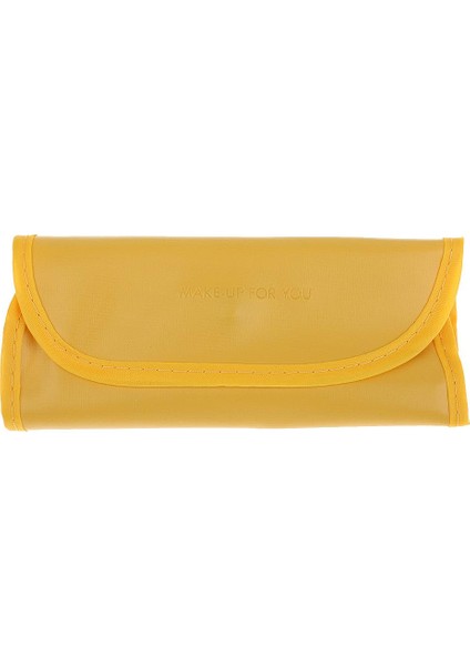 Kadın Pro Yüz Makyaj Kozmetik Fırça Araçları Kıyafet Tarifi Allık Göz Farı Ruj Aplikatör Fırçası 7 Adet/set + Koruma Çantası Kılıfı Sarı (Yurt Dışından)