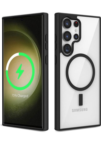 Samsung Galaxy S23 Ultra Kılıf Sararmaz Magsafe Şeffaf Kapak Ege