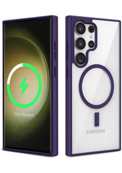 Samsung Galaxy S23 Ultra Kılıf Sararmaz Magsafe Şeffaf Kapak Ege