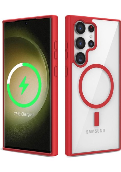 Samsung Galaxy S23 Ultra Kılıf Sararmaz Magsafe Şeffaf Kapak Ege
