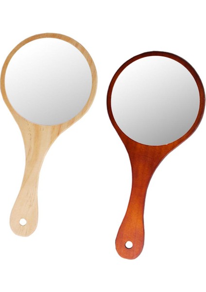 2pcs Ahşap El Yapımı Ayna Kozmetik Makyaj Aynası Asılı Delik (Yurt Dışından)