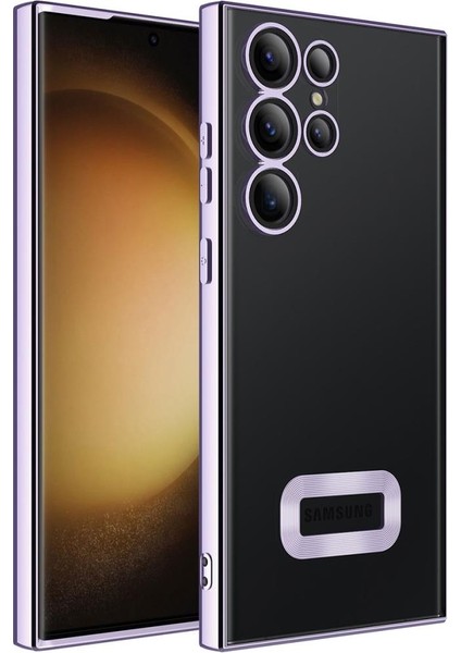 Samsung Galaxy S23 Ultra Kılıf Kamera Korumalı Logo Gösteren Şeffaf Kapak