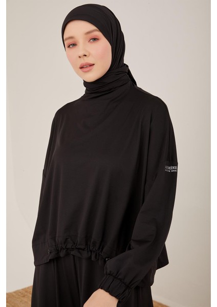 Oversize Bluzu Olan Füzo Taytlı Pantolon Etekli Spor Takım 23Y6607 Siyah fiyatları