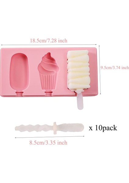 Silikon Dondurma Kalıbı 3'lü ve 15 Adet Dondurma Çubuğu fiyatları