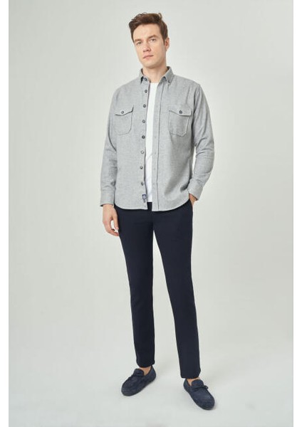 Erkek Regular Fit Uzun Kollu Oduncu Gömlek GRİ GM22K222079_K55