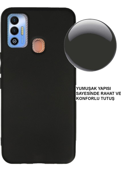 Caseworld Tecno Spark 7t ile Uyumlu Kapak Mat Siyah Soft Silikon Kılıf