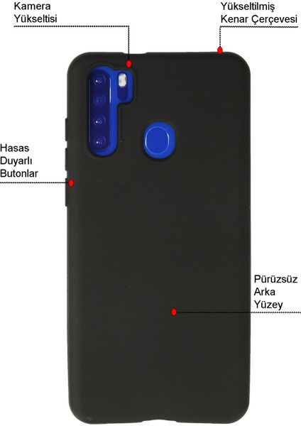 Caseworld Reeder P13 Blue Max ile Uyumlu Kapak Mat Siyah Soft Silikon Kılıf