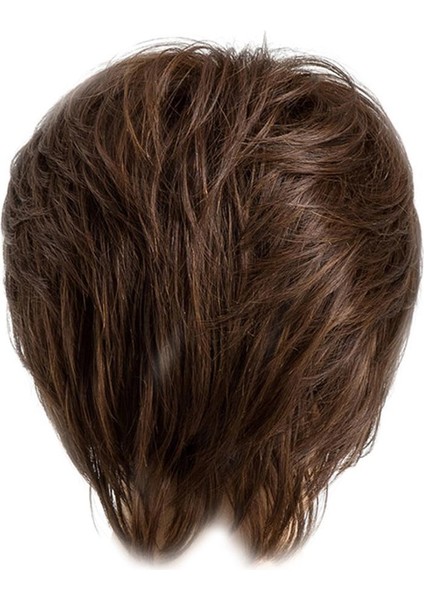 Doğal Kadınlar Kısa Düz Kahverengi Tam Peruk Insan Saç Peruk 42CM (Yurt Dışından) modelleri