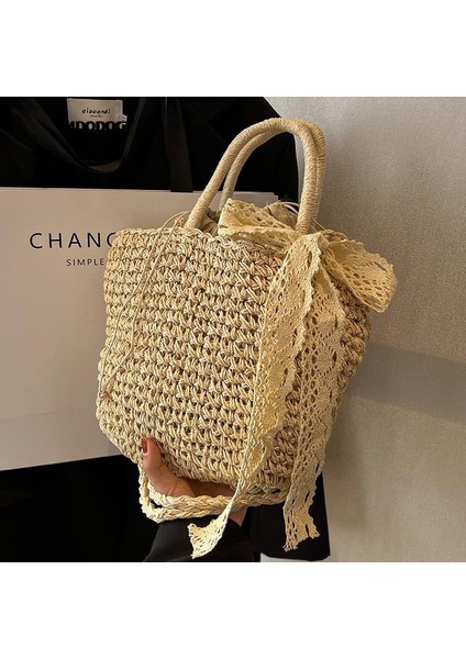 Plaj Straw Dokuma Tote Kadınlar Için Yaz Yeni Modaya Dönüştüren Omuz Crossbody Bag Seyahat Basit Çantalar Vintage Moda (Yurt Dışından)