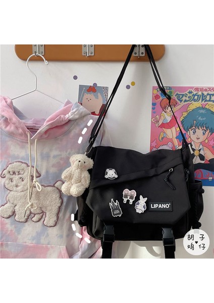 Kadın Çantalar Çanta Kapasitesi Tek Omuz Erkek Japon Harajuku Postacı Öğrenci Öğrenci Crossbody Crossbody Bag (Yurt Dışından)