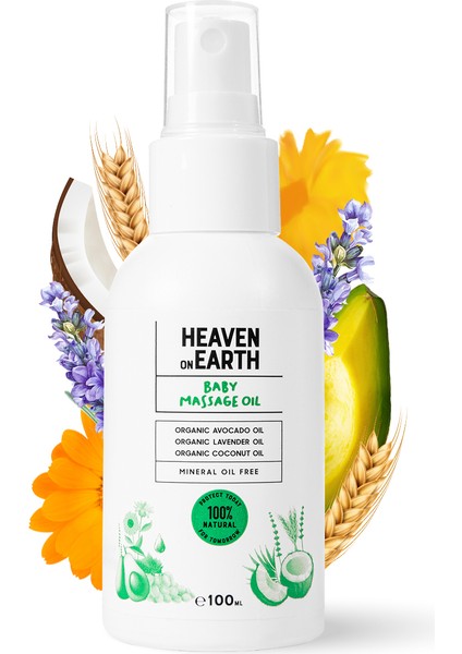 HonE VEGAN %100 DOĞAL VE ORGANİK içerikli Bebek Masaj Yağı/ Heaven on Earth HonE Vegan, 100% Natural Baby Massage Oil-100mL