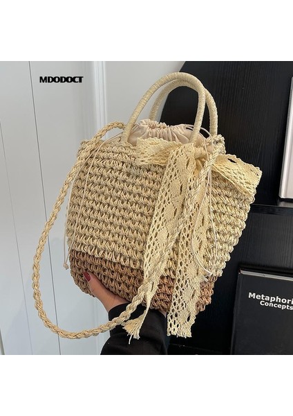 Plaj Straw Dokuma Tote Kadınlar Için Yaz Yeni Modaya Dönüştüren Omuz Crossbody Bag Seyahat Basit Çantalar Vintage Moda (Yurt Dışından)