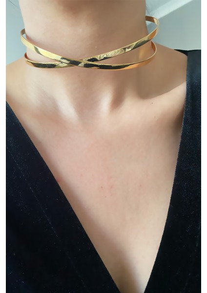 IM Design Çapraz Choker Tasma Kolye