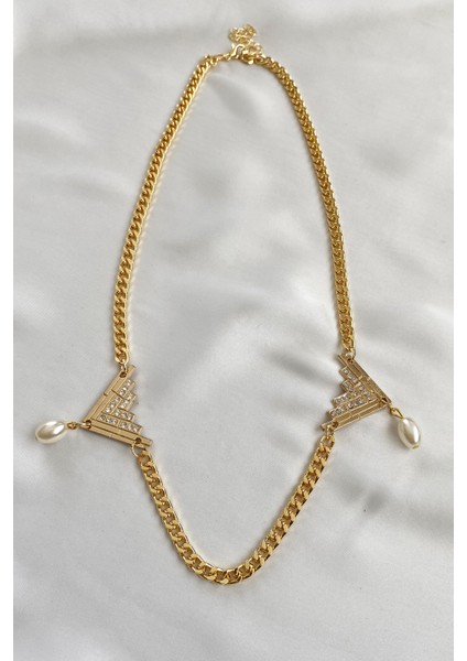 Üçgen Detay Gold Kolye