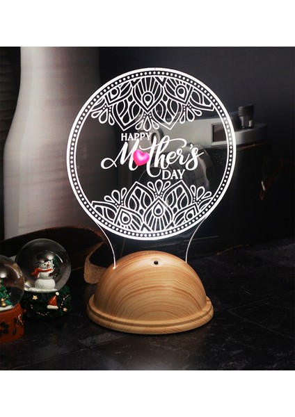 Happy Mother's Day Işlemeli Anneler Günü Hediyesi Gece Lambası