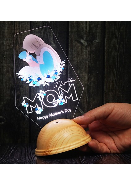 Happy Mother's Day Işlemeli Anneler Günü Hediyesi Gece Lambası