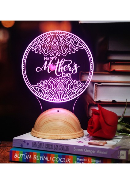 Happy Mother's Day Işlemeli Anneler Günü Hediyesi Gece Lambası