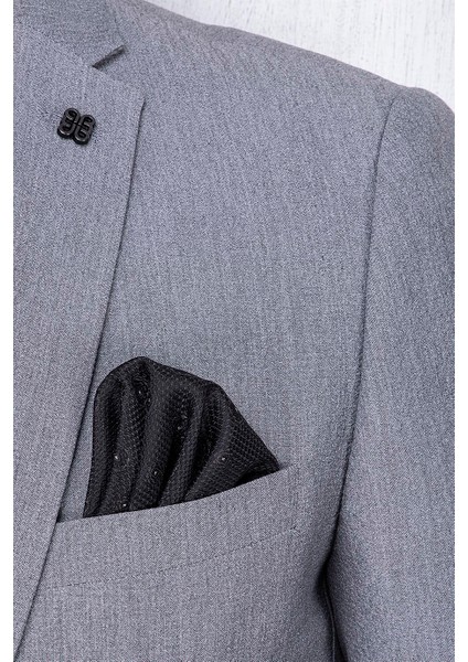 Erkek Slim Fit Mono Yaka Astarsız Gri Takım Elbise