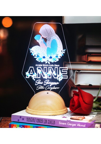 Kişiye Özel Tesettürlü Anneye Hediye LED Lamba, Anne Adayına Özel Tasarımlı Ilk Anneler Günü Hediyesi fırsatları