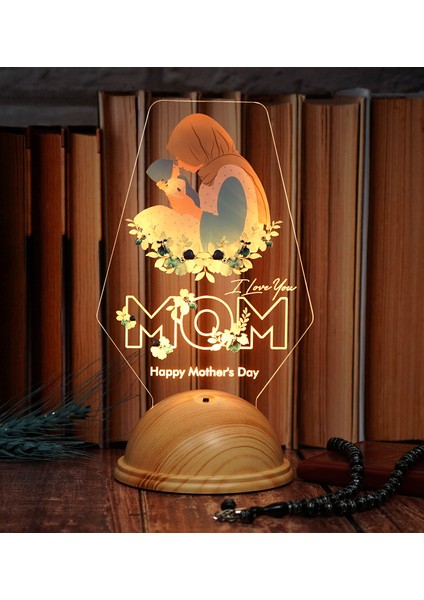 Happy Mother's Day Hediyesi, Kişiye Özel Tesettürlü Anneye Hediye LED Lamba, Anne Adayına Özel Tasarımlı Ilk Anneler Günü Hediyesi modelleri