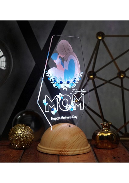 Happy Mother's Day Hediyesi, Kişiye Özel Tesettürlü Anneye Hediye LED Lamba, Anne Adayına Özel Tasarımlı Ilk Anneler Günü Hediyesi fırsatları