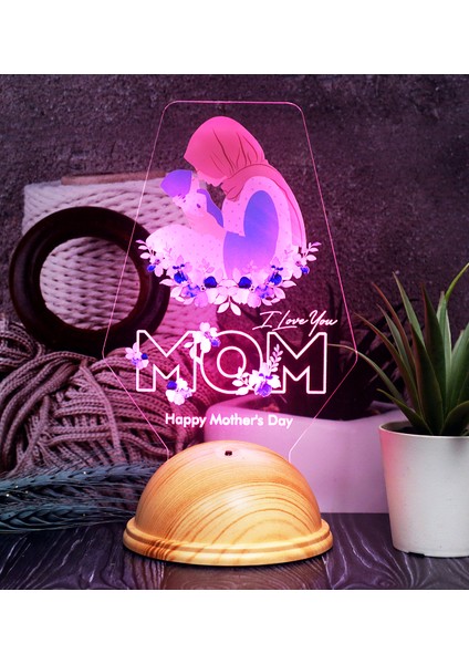 Happy Mother's Day Hediyesi, Kişiye Özel Tesettürlü Anneye Hediye LED Lamba, Anne Adayına Özel Tasarımlı Ilk Anneler Günü Hediyesi indirimleri