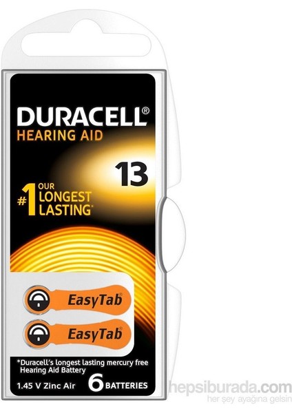 Duracell 13 Numara 6 Lı Işitme Cihazı Pili