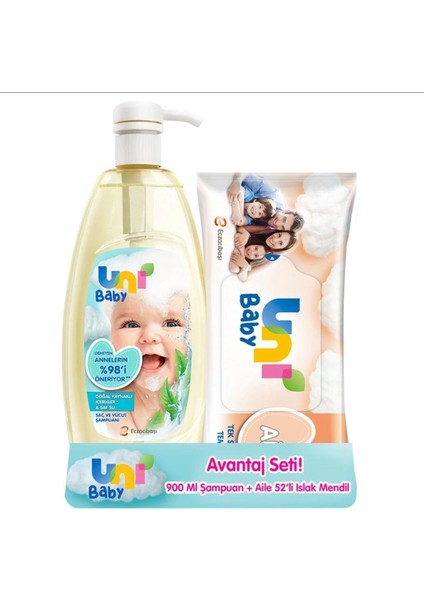 Bebek Şampuanı 900ml+52li Islak Mendil