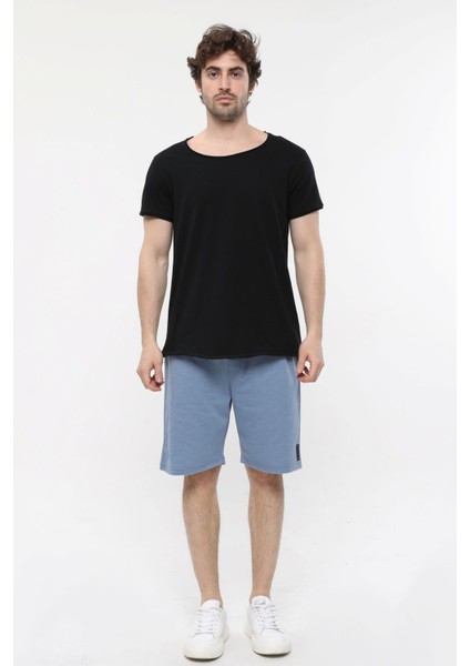 Erkek Kısa Kollu Kayık Yaka Tişört Siyah indirimleri