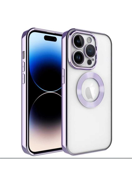 Apple iPhone 14 Pro Max Logo Detaylı Silikon Lila Kamera Korumalı Voyomega MF-VY-11A