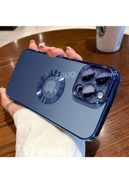 Apple iPhone 14 Pro Max Logo Detaylı Silikon Mavi Kamera Korumalı Voyomega MF-VY-11A